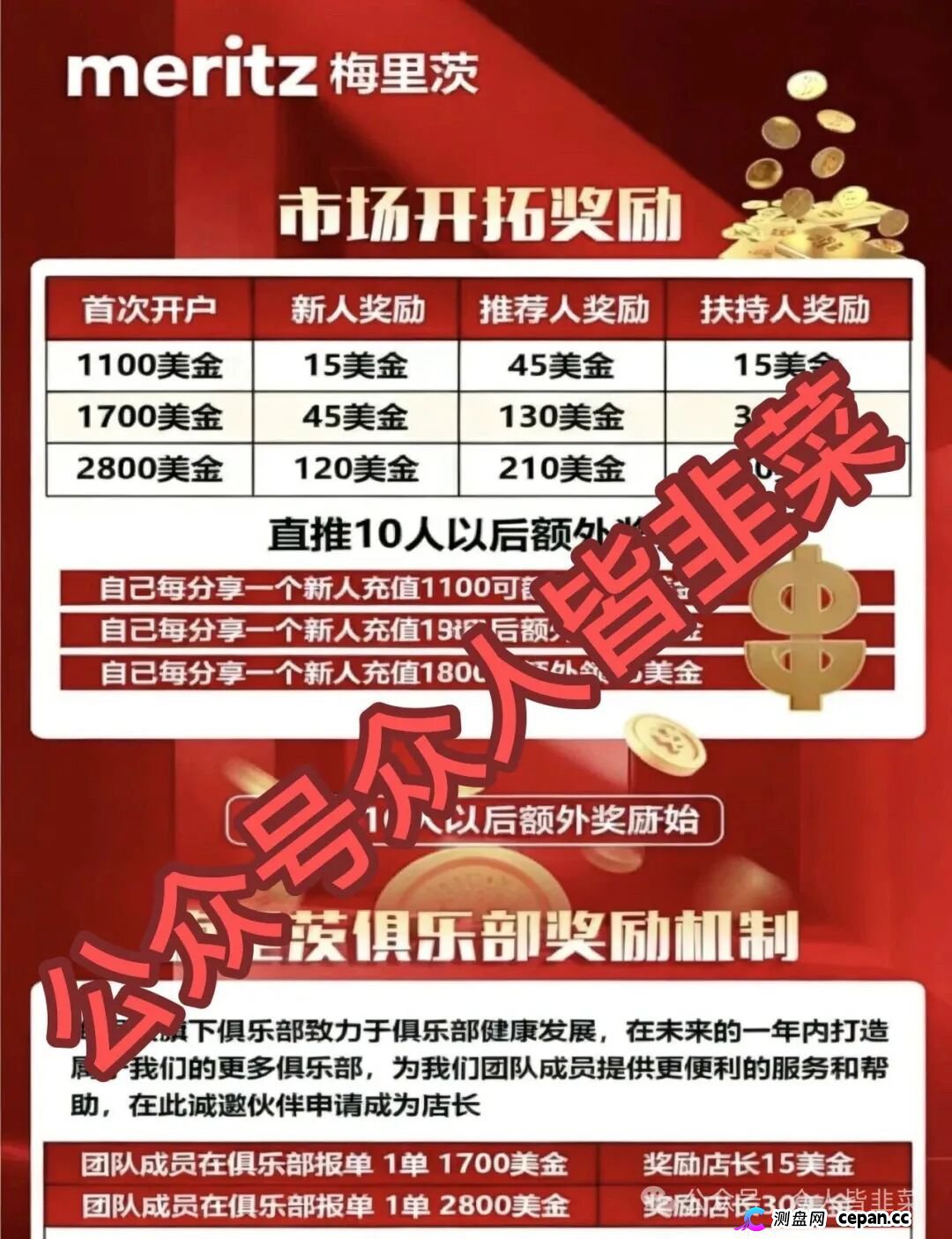 梅里茨Meritz明码标价买人头，直推奖45美金，拒拉下线即封号，高度风险